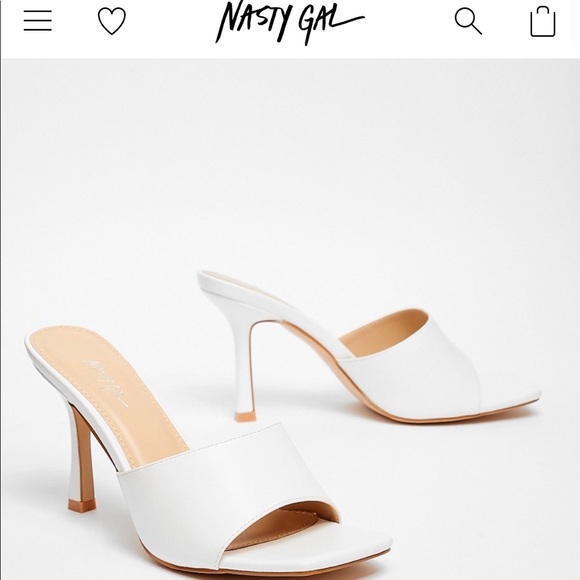 Nasty Gal Square-Toed White Heeled Mules - Size 7.5 - Picture 1 of 6